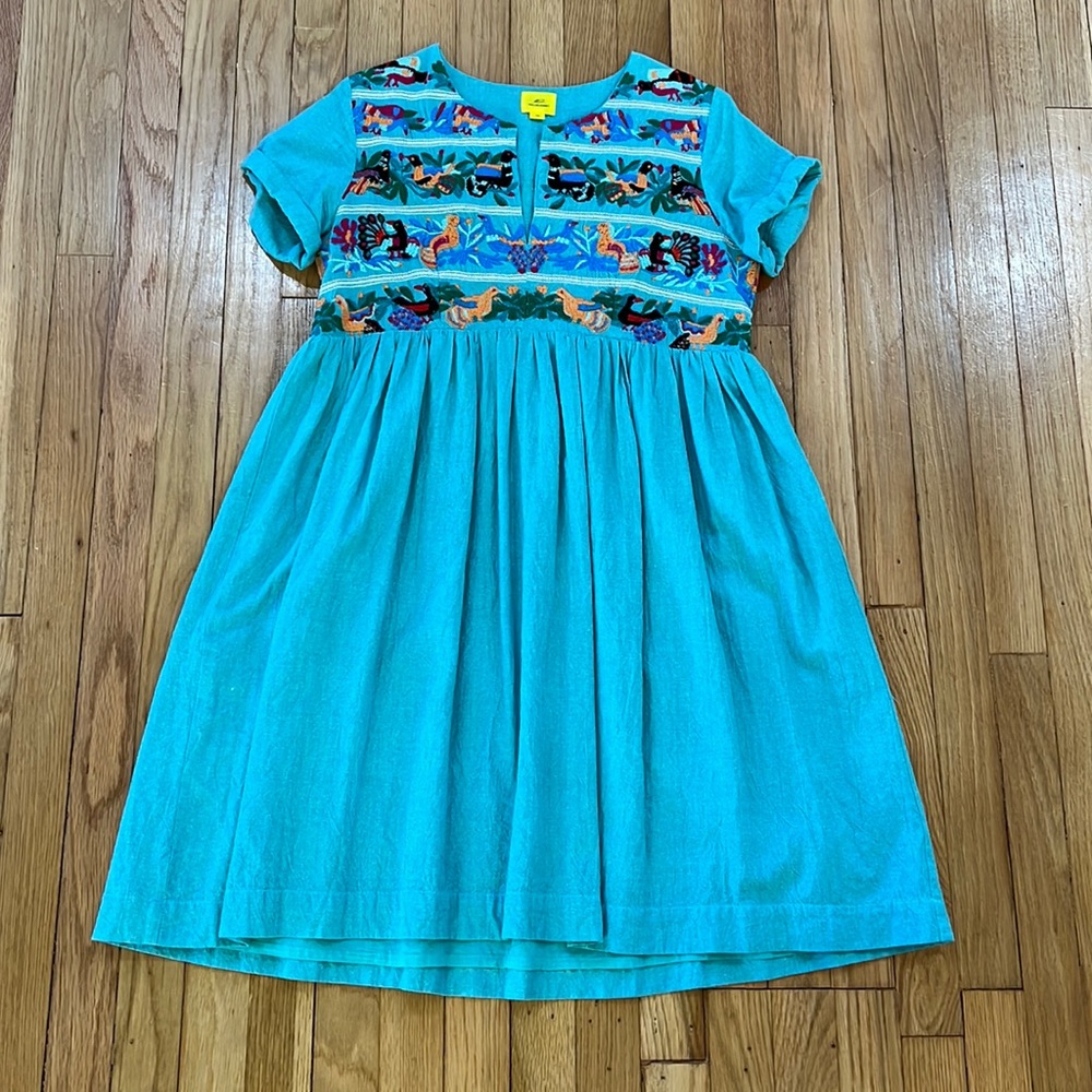 Roberta Roller Rabbit Teal Embroidered Dress
